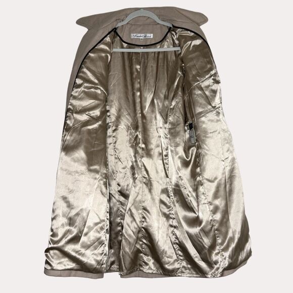 Kenneth Cole Wool Blend Trench Coat Jacket Tan 12 bv - Picture 6 of 9